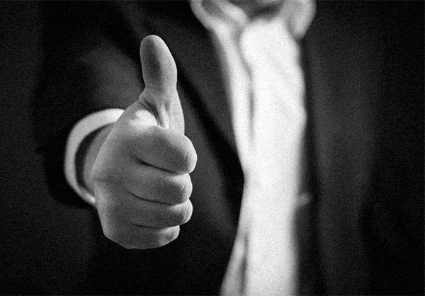 Person with thumb up